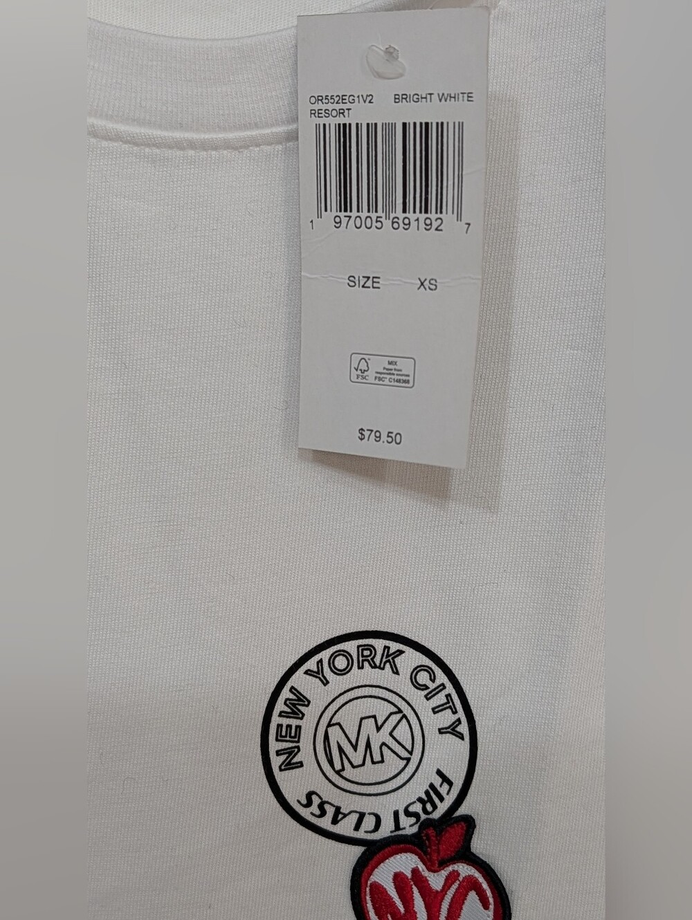 Michael Kors White Short Sleeve Tee with Red NYC Patch - Picture 3 of 3